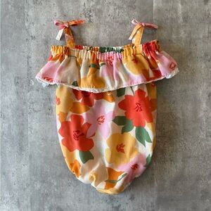 Floral Baby Romper with Ruffle girls cute summer jumpsuit